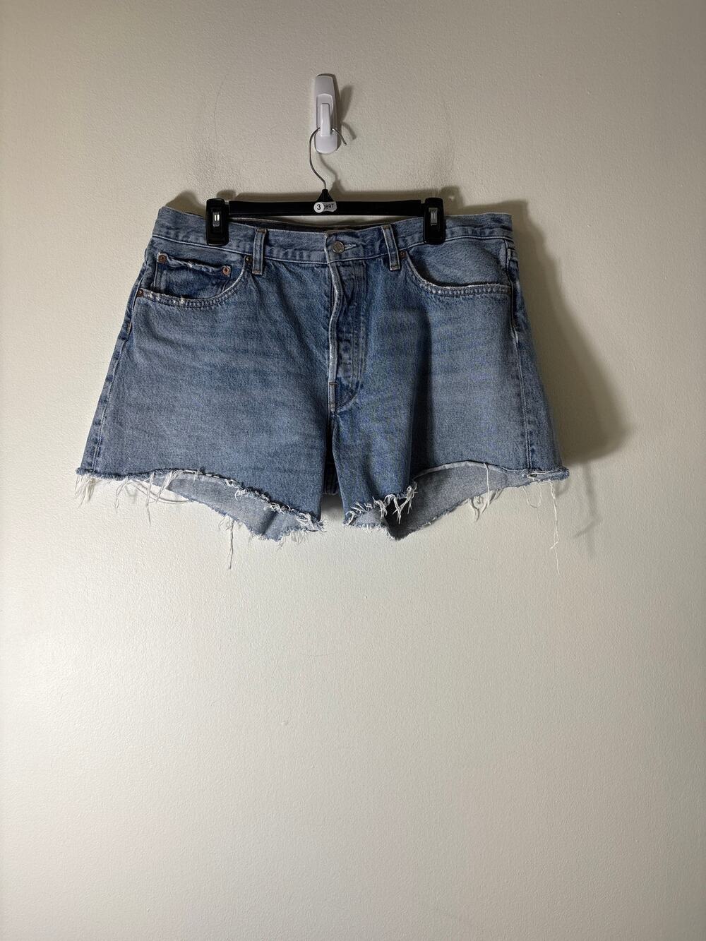 Agolde Medium Wash Blue Jean Cut Off Shorts Sz 32